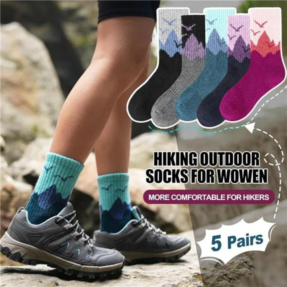 5 Pairs Women's Merino Wool Hiking Socks Thermal Warm Winter Boot Crew Socks